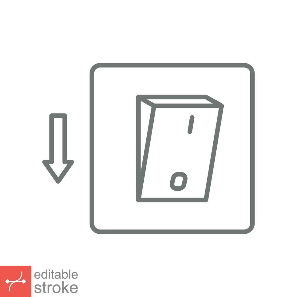 Licht aus, elektrisch Schalter Symbol. einfach Gliederung Stil. Leistung Wende aus Taste, Umschalten Schalter von Position Konzept. dünn Linie Vektor Illustration isoliert auf Weiß Hintergrund. editierbar Schlaganfall eps 10.