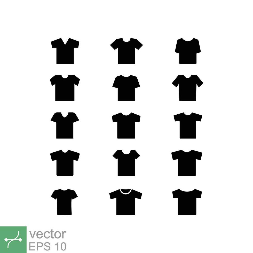 T-Shirt Symbol Satz. einfach eben Stil. T-Shirt Silhouette, Merchandise, beiläufig Konzept. Vektor Illustration isoliert auf Weiß Hintergrund. eps 10.