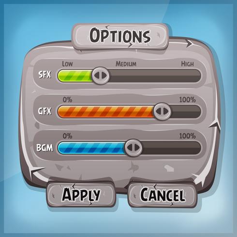 Cartoon Stone Control Panel för Ui Game vektor