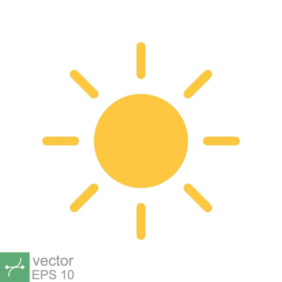 Sol ikon. enkel platt stil. natur logotyp, samtida, solnedgång, sommar begrepp. vektor illustration isolerat på vit bakgrund. eps 10.