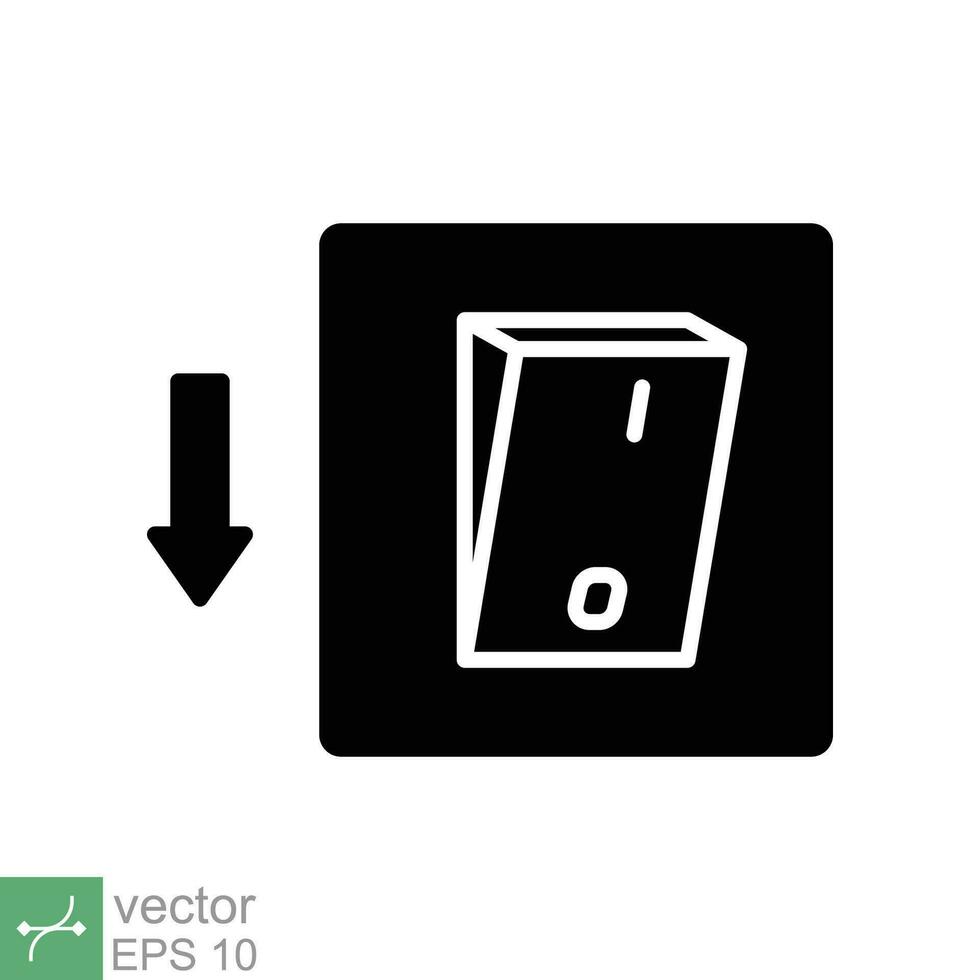 Licht aus, elektrisch Schalter Symbol. einfach solide Stil. Leistung Wende aus Taste, Umschalten Schalter von Position Konzept zum Netz und App. Glyphe Vektor Illustration isoliert auf Weiß Hintergrund. eps 10.