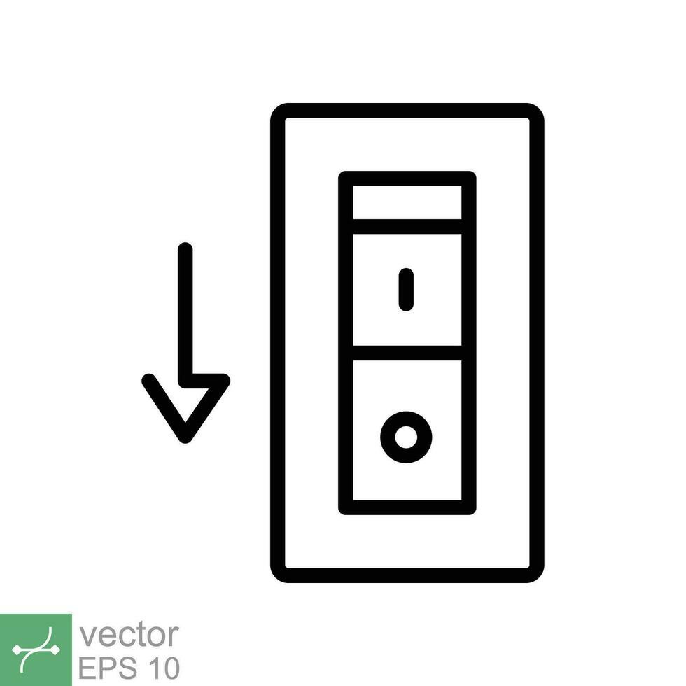 Licht aus, elektrisch Schalter Symbol. einfach Gliederung Stil. Leistung Wende aus Taste, Umschalten Schalter von Position Konzept zum Netz und App. dünn Linie Vektor Illustration isoliert auf Weiß Hintergrund. eps 10.