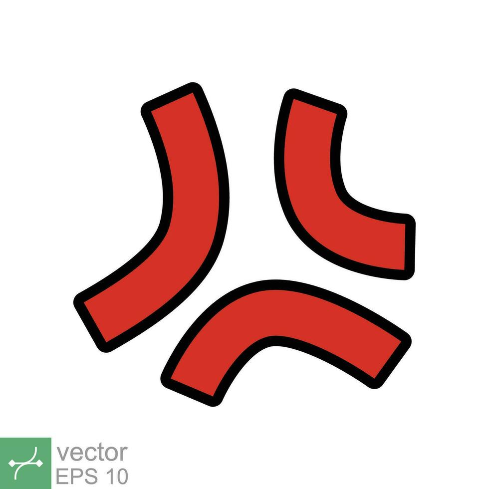 Zorn Symbol Symbol. einfach eben Stil. rot wütend Zeichen, Karikatur Emoticon Aufkleber Konzept. gefüllt Gliederung Vektor Illustration isoliert auf Weiß Hintergrund. eps 10.