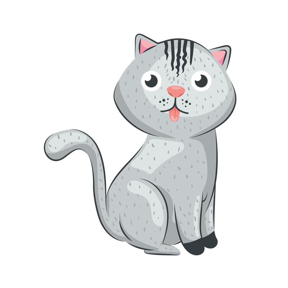 söt katt grå vektor