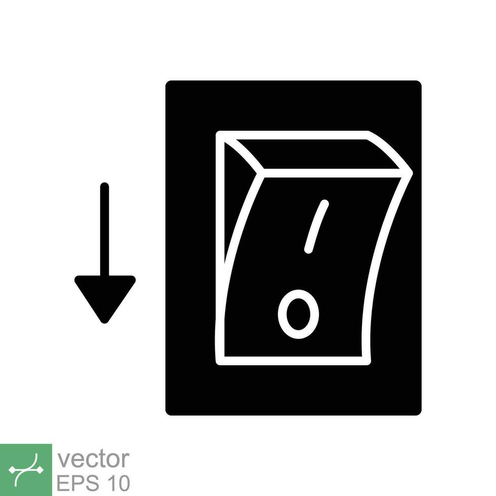 Licht aus, elektrisch Schalter Symbol. einfach solide Stil. Leistung Wende aus Taste, Umschalten Schalter von Position Konzept zum Netz und App. Glyphe Vektor Illustration isoliert auf Weiß Hintergrund. eps 10.