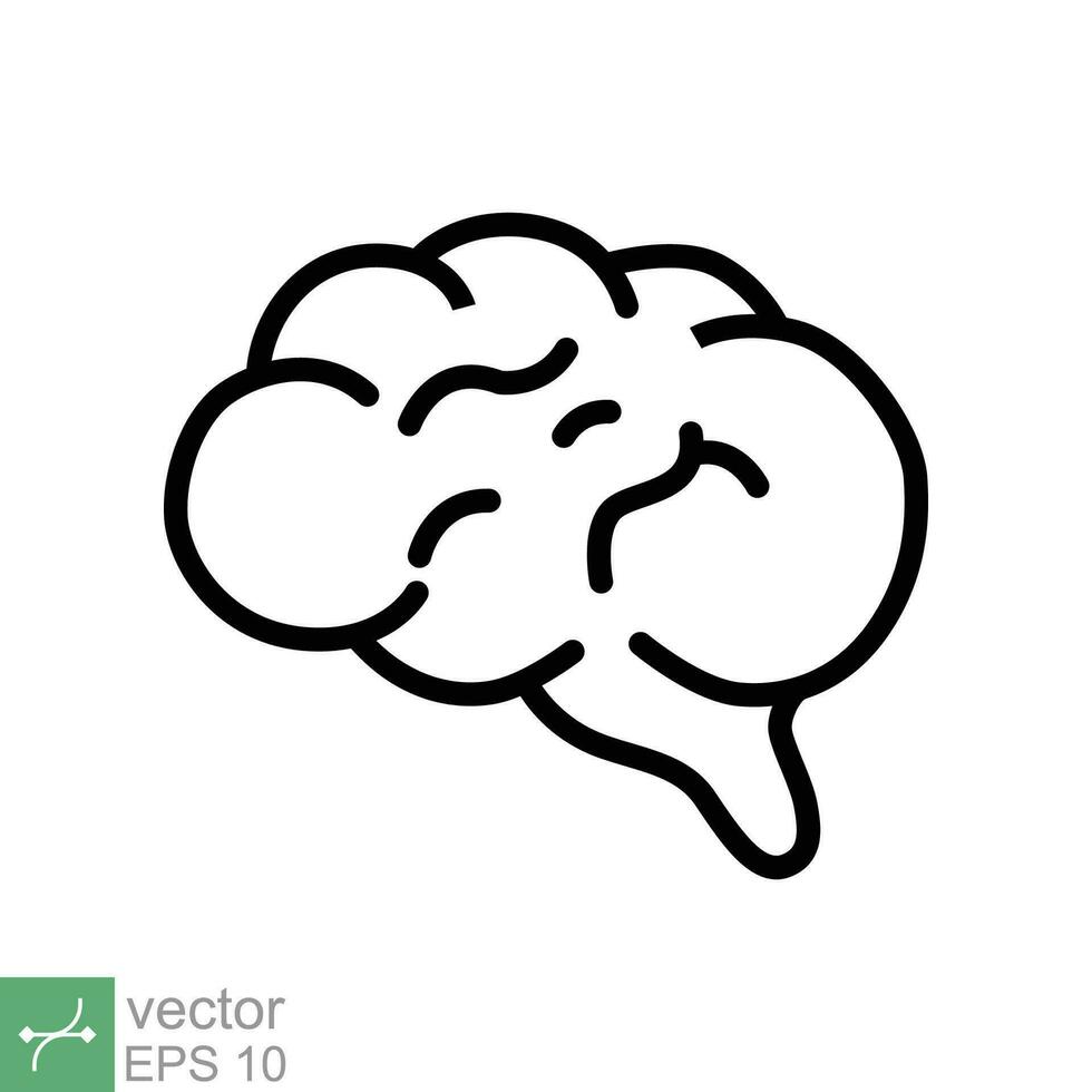 mänsklig hjärna ikon. enkel översikt stil. neurologi, minne, psykologi, intellekt, medicinsk begrepp. linje vektor illustration symbol isolerat på vit bakgrund. eps 10.