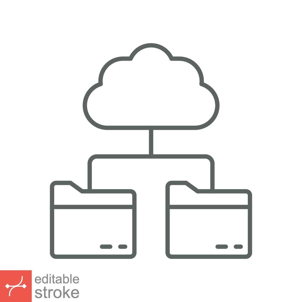 Wolke Lager Symbol. einfach Gliederung Stil. Digital Datei Organisation Service, hochladen, Computer Sicherung, Technologie Konzept. Linie Vektor Illustration isoliert auf Weiß Hintergrund editierbar Schlaganfall eps 10.