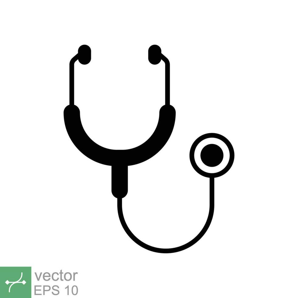 Stethoskop Cardio Gerät Symbol. einfach solide Stil. medizinisch, Arzt Ausrüstung, Gesundheit Herz, Krankenhaus, Gesundheitswesen Konzept. Glyphe Vektor Illustration isoliert auf Weiß Hintergrund. eps 10.