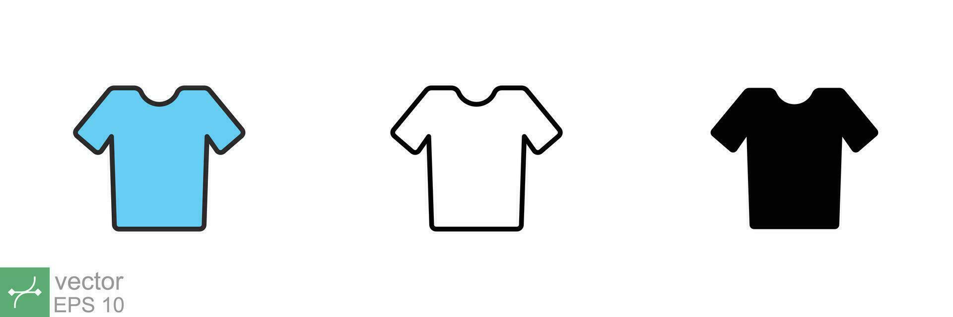 t-shirt ikon. enkel platt, översikt, fast stil. tee symbol, linjär stil tecken för mobil begrepp och webb design. glyf, linje vektor illustration isolerat på vit bakgrund. eps 10.