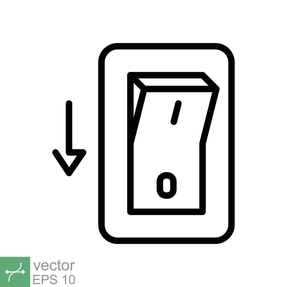 Licht aus, elektrisch Schalter Symbol. einfach Gliederung Stil. Leistung Wende aus Taste, Umschalten Schalter von Position Konzept zum Netz und App. dünn Linie Vektor Illustration isoliert auf Weiß Hintergrund. eps 10.