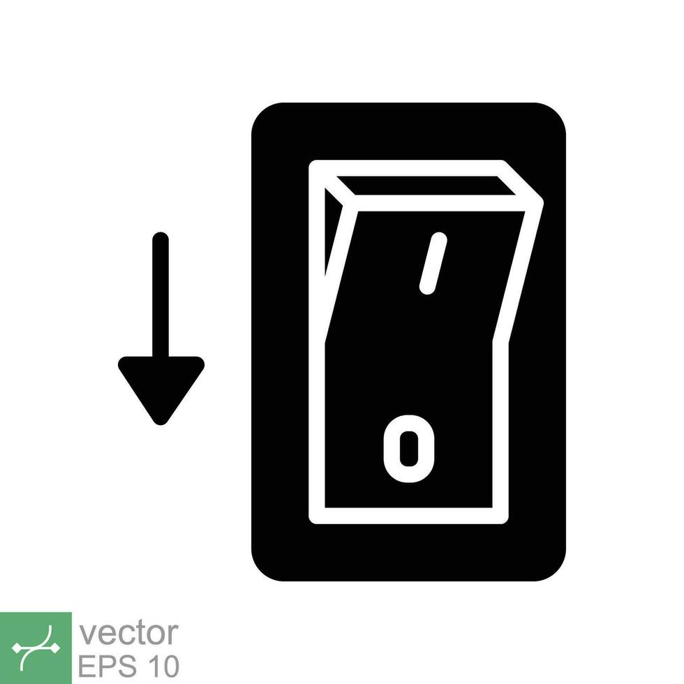 Licht aus, elektrisch Schalter Symbol. einfach solide Stil. Leistung Wende aus Taste, Umschalten Schalter von Position Konzept zum Netz und App. Glyphe Vektor Illustration isoliert auf Weiß Hintergrund. eps 10.