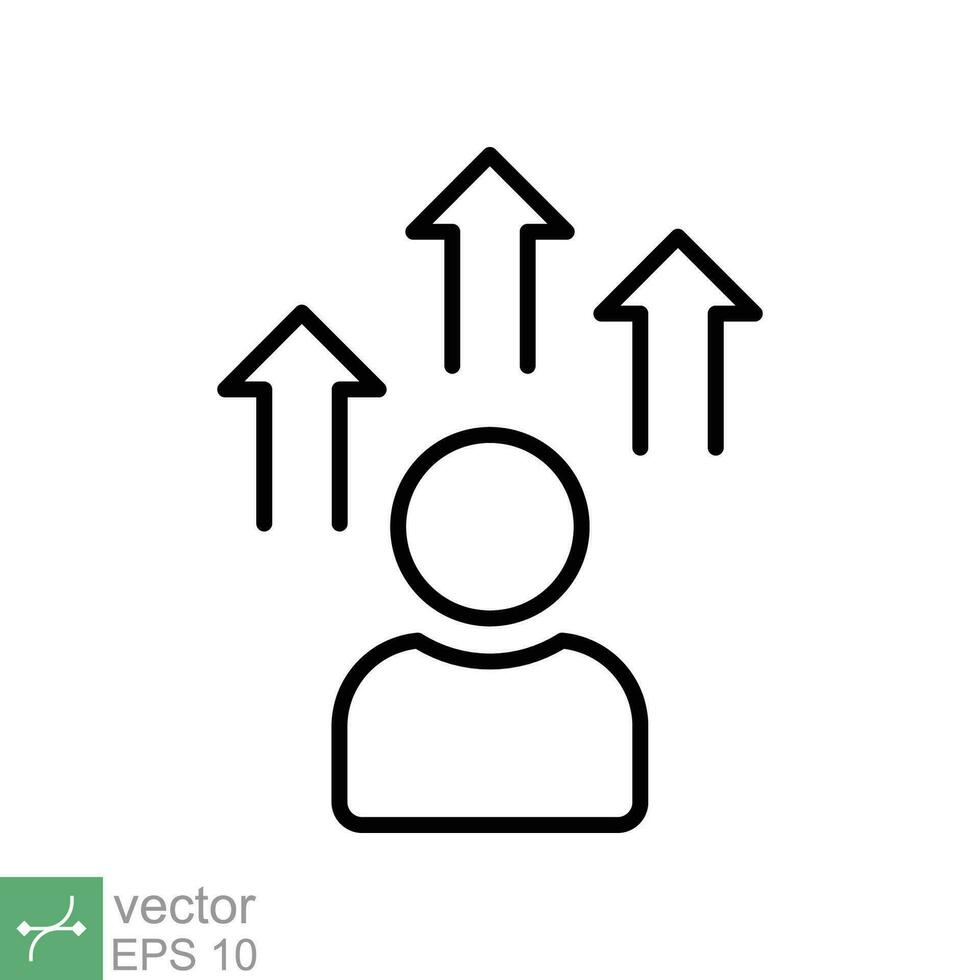 persönlich Entwicklung Symbol. einfach Gliederung Stil. Strategie Management, Hauptstadt, menschlich, Führung Konzept. dünn Linie Vektor Illustration isoliert auf Weiß Hintergrund. eps 10.