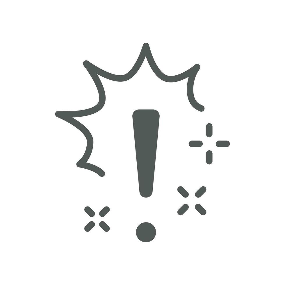 Ausruf Kennzeichen Signal zum Warnung Symbol. Gefahr Warnungen Kommunikation, Error Benachrichtigung. Symbol, Risiko, Alarm, stoppen, Schlaganfall, Aufmerksamkeit, Vorsicht. Vektor Illustration solide, Glyphe Stil. eps 10