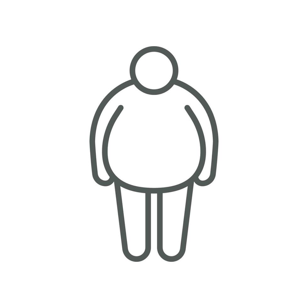 ungesund Lebensstil mit Fettigkeit Bauch, Fettleibigkeit männlich Silhouette Symbol zum Infografik, Piktogramm im Umriss, Wohnung, und solide . Übergewicht Mann Symbol. Vektor Illustration gefüllt Gliederung Stil eps10