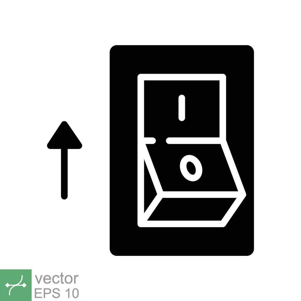 Licht An, elektrisch Schalter Symbol. einfach solide Stil. Leistung Wende auf Taste, Umschalten Schalter auf Position, Wende An, Technologie Konzept. Glyphe Vektor Illustration isoliert auf Weiß Hintergrund. eps 10.