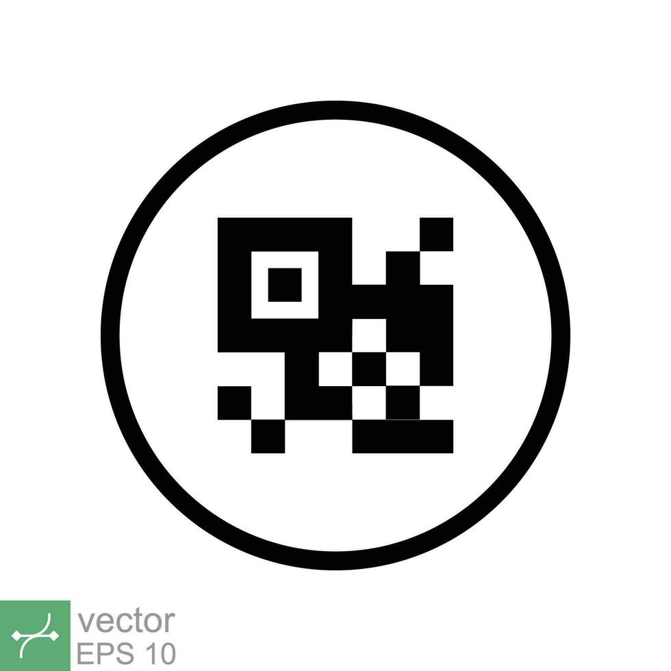 skanna qr koda ikon. enkel platt stil. läser in svart runda qr bricka på mobil Ansökan, streckkod, digital Identifiering begrepp. vektor illustration symbol isolerat på vit bakgrund. eps 10.