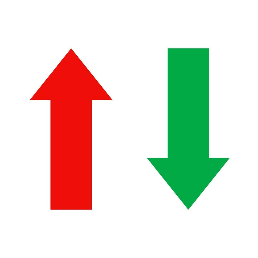 rot und Grün Pfeile Symbol isoliert auf Weiß Hintergrund. vektor