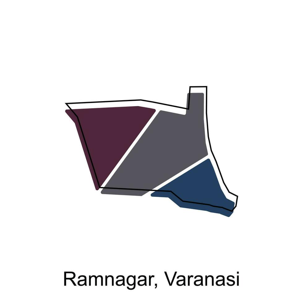 Karta av ramnagar varanasi stad modern översikt, hög detaljerad illustration vektor design mall