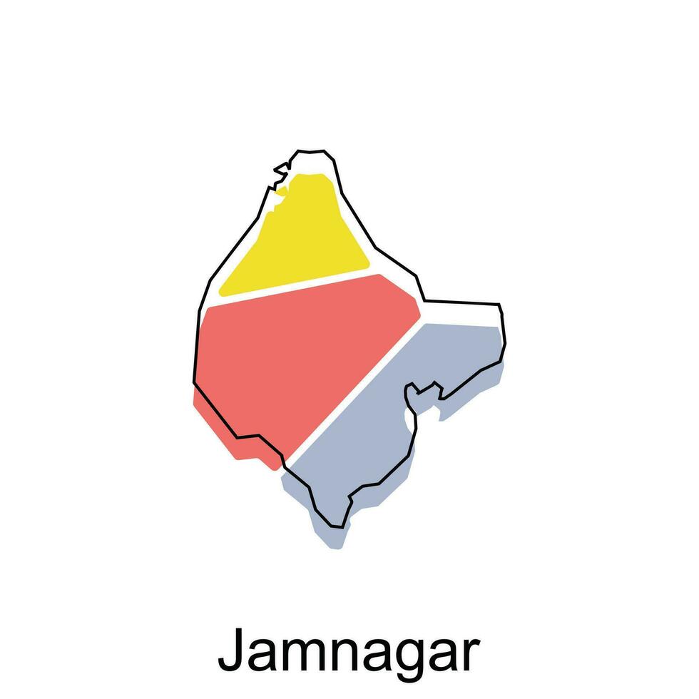 Karta av jamnagar vektor mall med översikt, grafisk skiss stil isolerat på vit bakgrund