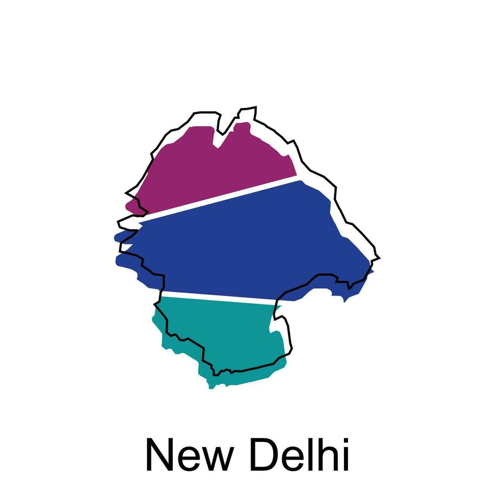 Karte von Neu Delhi Welt Karte International Vektor Vorlage mit Umriss, Grafik skizzieren Stil isoliert auf Weiß Hintergrund