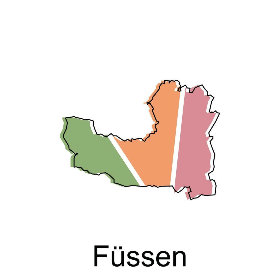 fussen Stadt von Deutsche Karte Vektor Illustration, Vektor Vorlage mit Gliederung Grafik skizzieren Stil isoliert auf Weiß Hintergrund