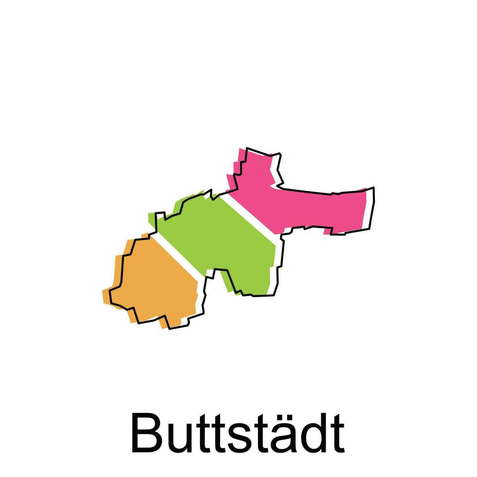 Karte von buttstadt bunt geometrisch Gliederung Design, Welt Karte Land Vektor Illustration Vorlage