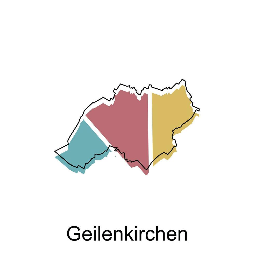 geilenkirchen Stadt von Deutschland Karte Vektor Illustration, Vektor Vorlage mit Gliederung Grafik skizzieren Stil isoliert auf Weiß Hintergrund