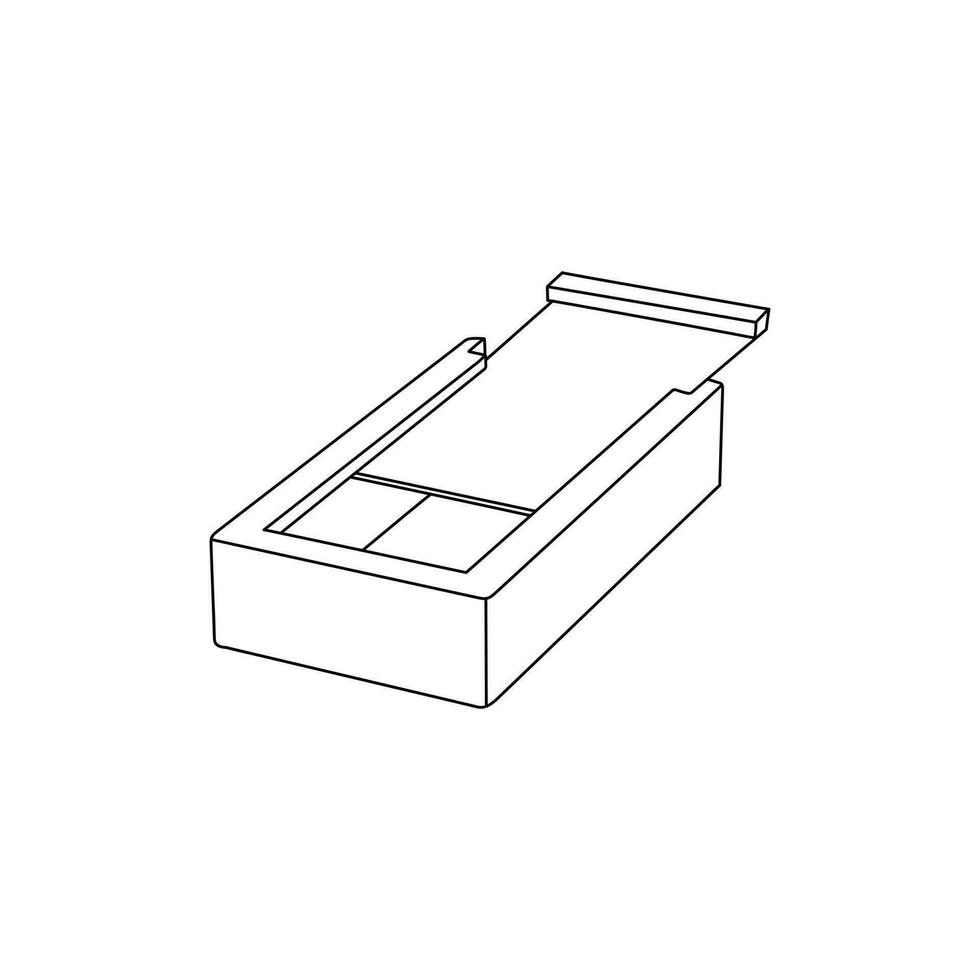 linje konst trä- låda design mall, vektor symbol, tecken, översikt illustration.