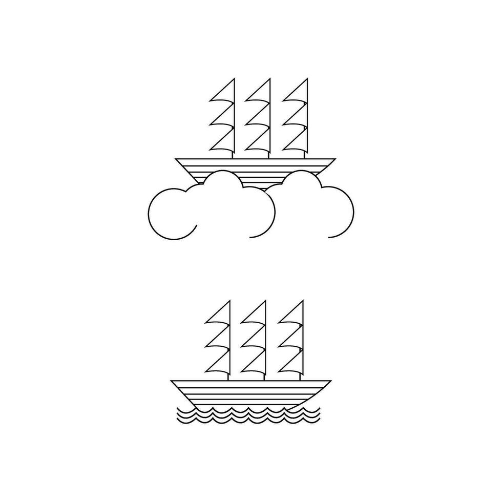 einstellen von zwei Schiff Symbole isoliert auf Weiß Hintergrund vektor