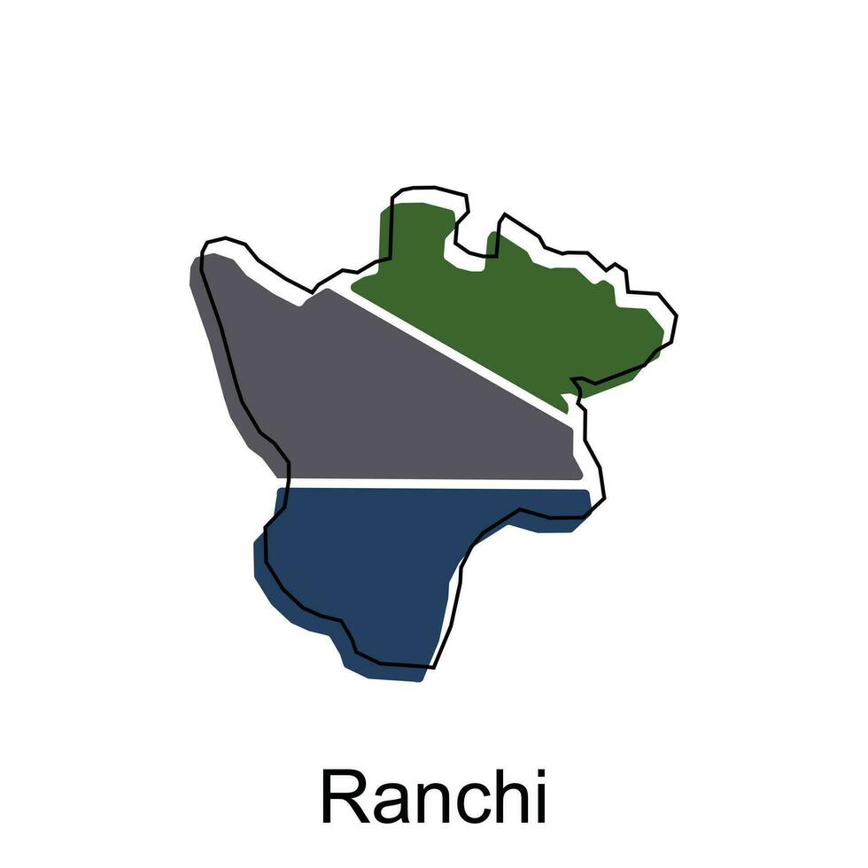 Ranchi Stadt von Indien Land Karte Vektor Illustration Design Vorlage, Vektor mit Gliederung Grafik skizzieren Stil auf Weiß Hintergrund