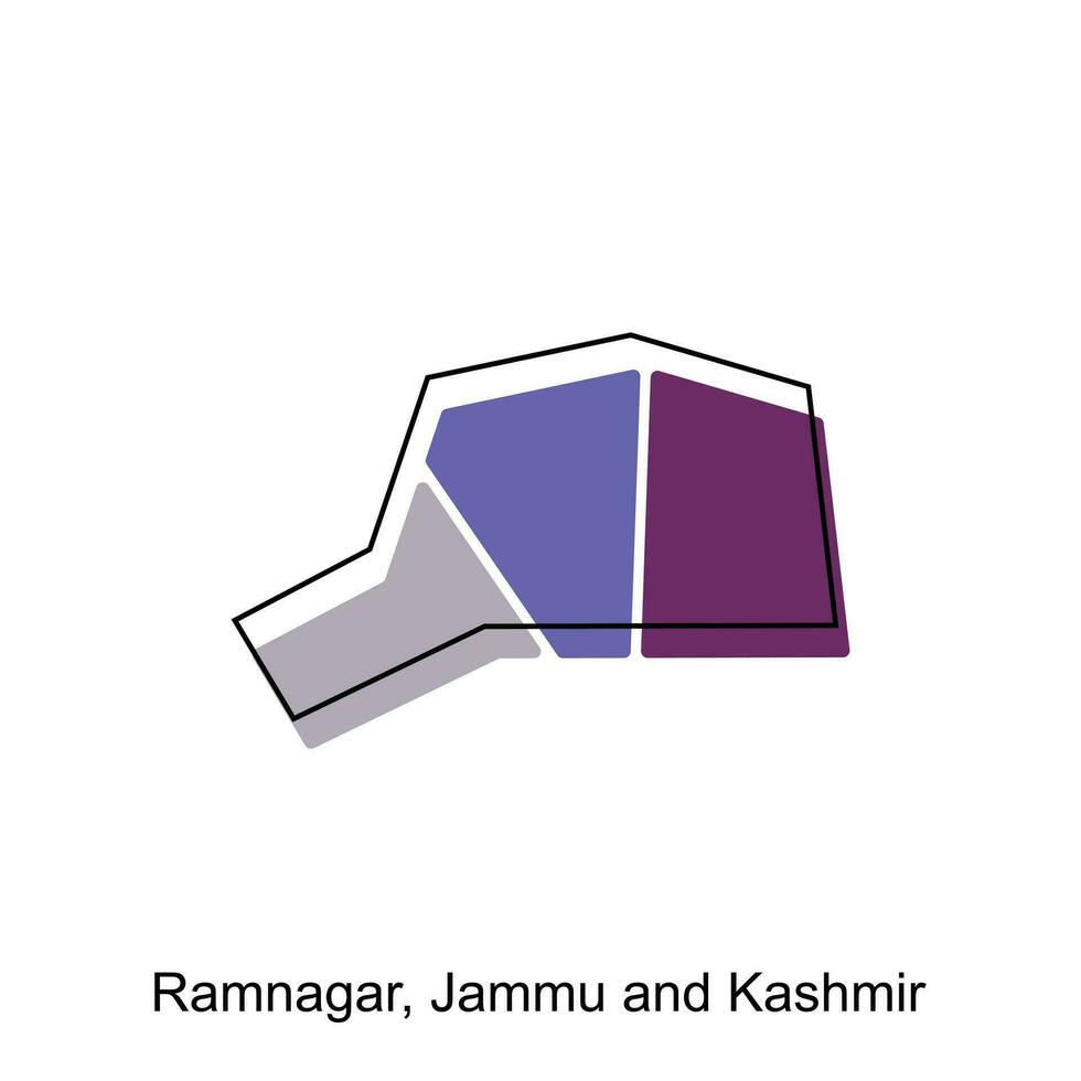 Karta av ramnagarm, jammu och kashmir stad modern översikt, hög detaljerad illustration vektor design mall