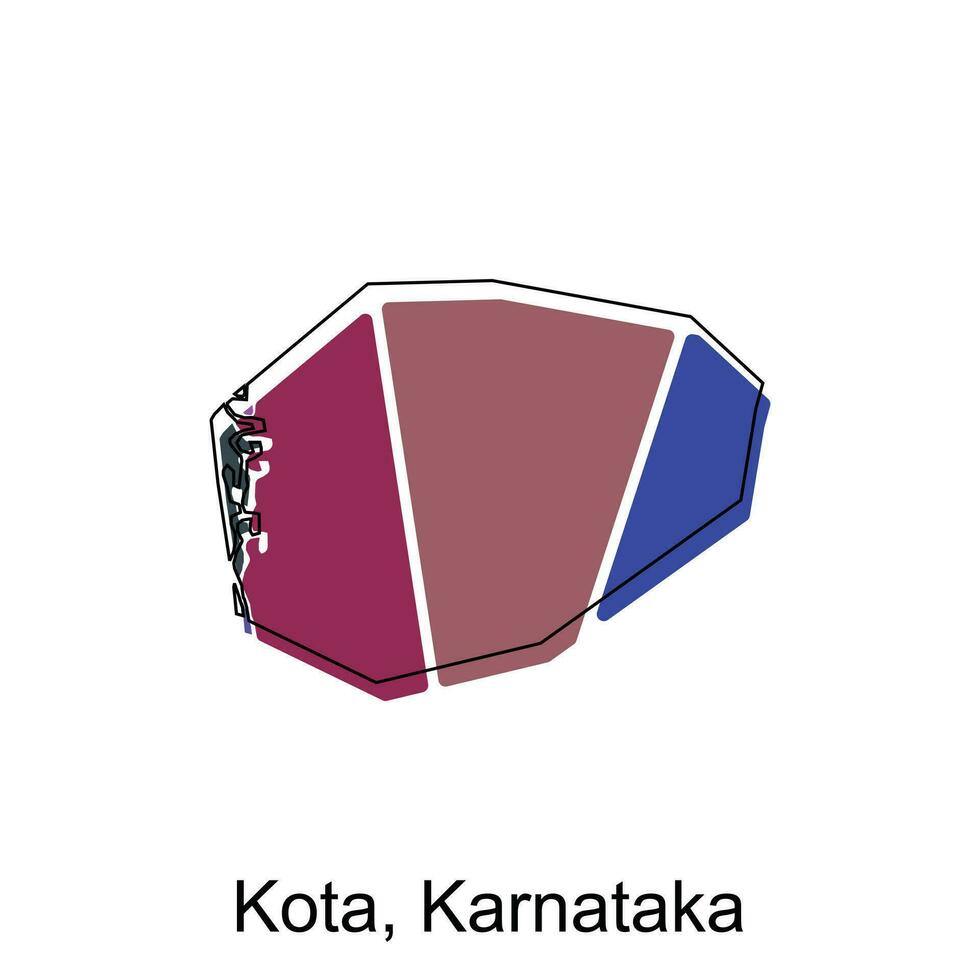 Karta av kota, karnatakaen stad modern enkel geometrisk, illustration vektor design mall