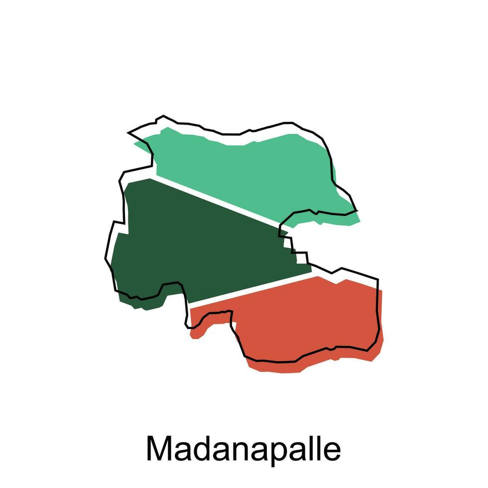 Karta av madanapalle vektor mall med översikt, grafisk skiss stil isolerat på vit bakgrund