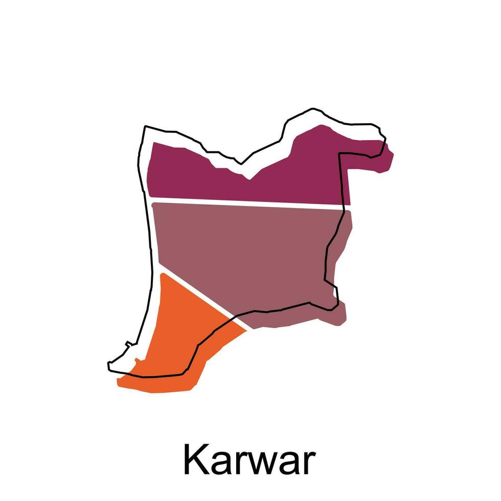 Karta av karwar stad modern enkel geometrisk, illustration vektor design mall