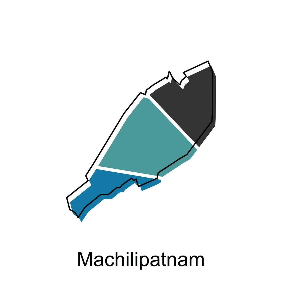 Karte von machillipatnam Vektor Vorlage mit Umriss, Grafik skizzieren Stil isoliert auf Weiß Hintergrund