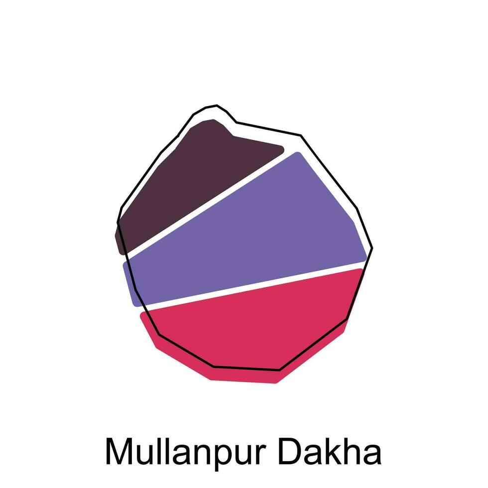 mullanpur dakha stad av Indien Land Karta vektor illustration design mall, vektor med översikt grafisk skiss stil på vit bakgrund