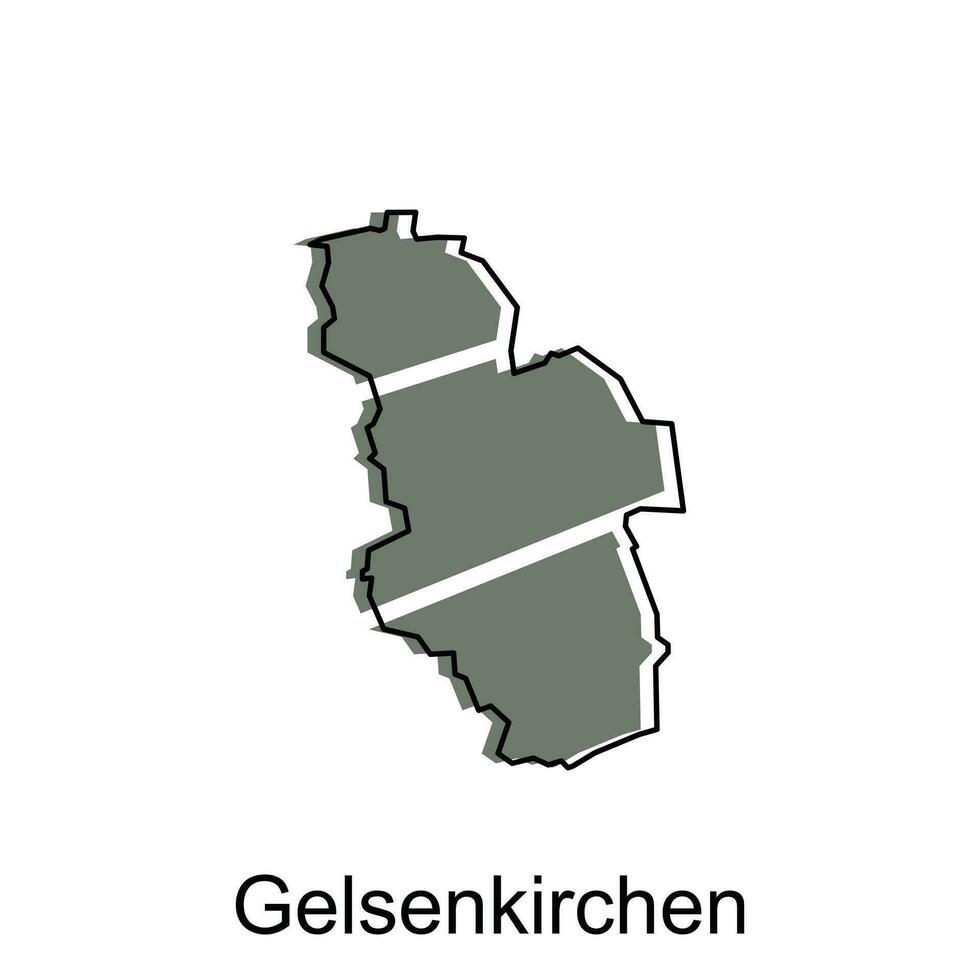 gelsenkirchen Stadt von Deutschland Karte Vektor Illustration, Vektor Vorlage mit Gliederung Grafik skizzieren Stil isoliert auf Weiß Hintergrund