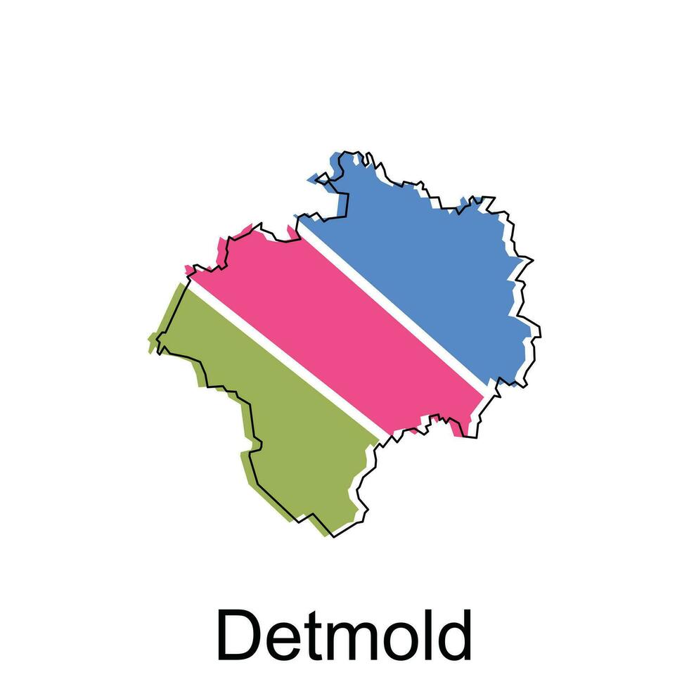 Karte von Detmold National Grenzen, wichtig Städte, Welt Karte Land Vektor Illustration Design Vorlage