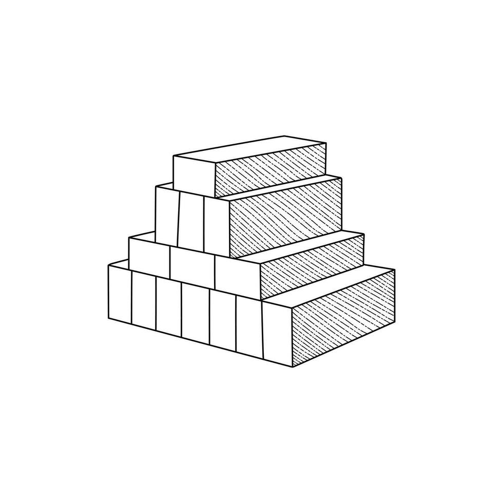 linje konst trä- trappsteg vektor, minimalistisk illustration design mall vektor