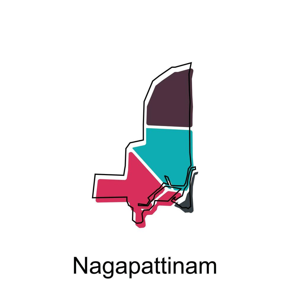 nagapattinam stad av Indien Land Karta vektor illustration design mall, vektor med översikt grafisk skiss stil på vit bakgrund