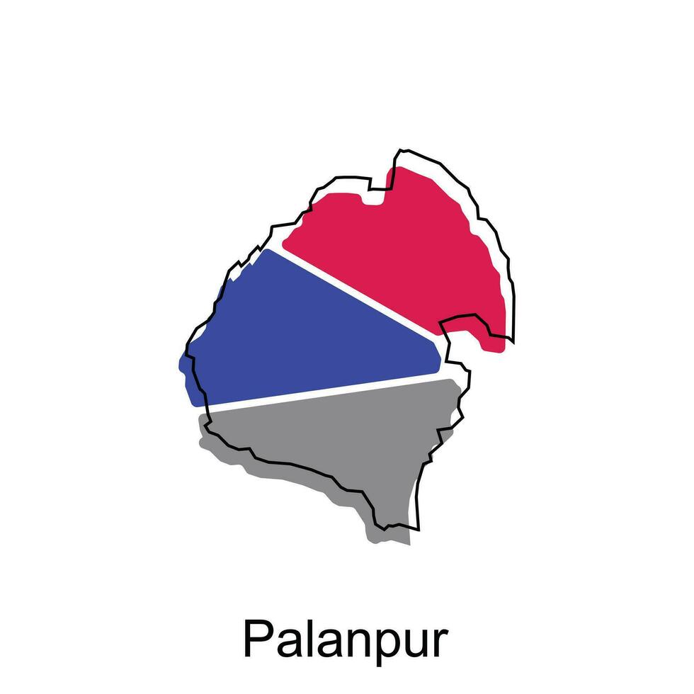 Karte von Palanpur Welt Karte International Vektor Vorlage mit Umriss, Grafik skizzieren Stil isoliert auf Weiß Hintergrund