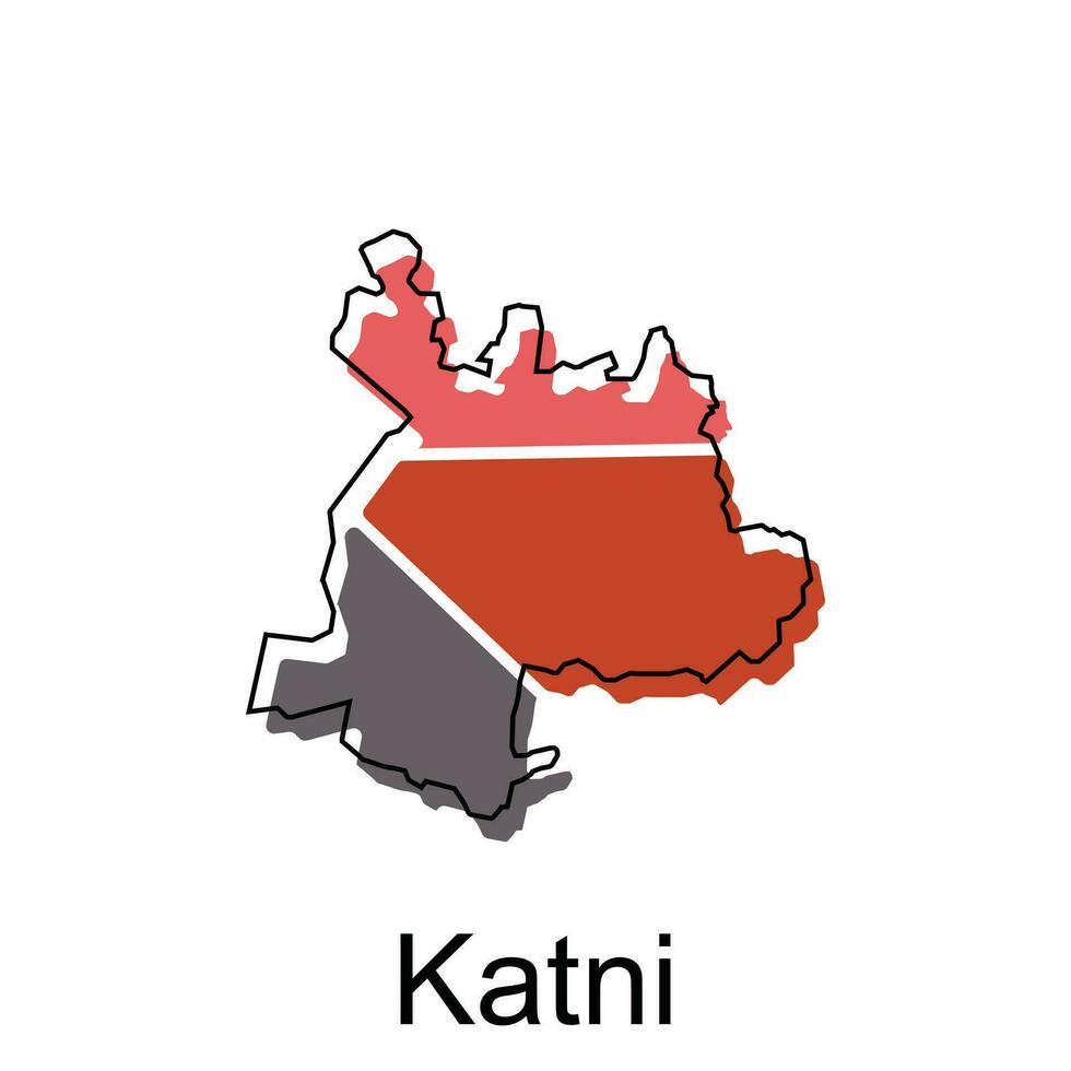 Karte von katni Stadt modern einfach geometrisch, Illustration Vektor Design Vorlage