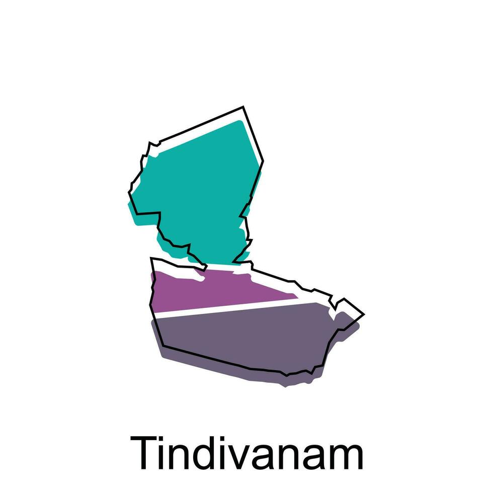 Karta av tindivanam färgrik geometrisk modern översikt, hög detaljerad vektor illustration vektor design mall, lämplig för din företag