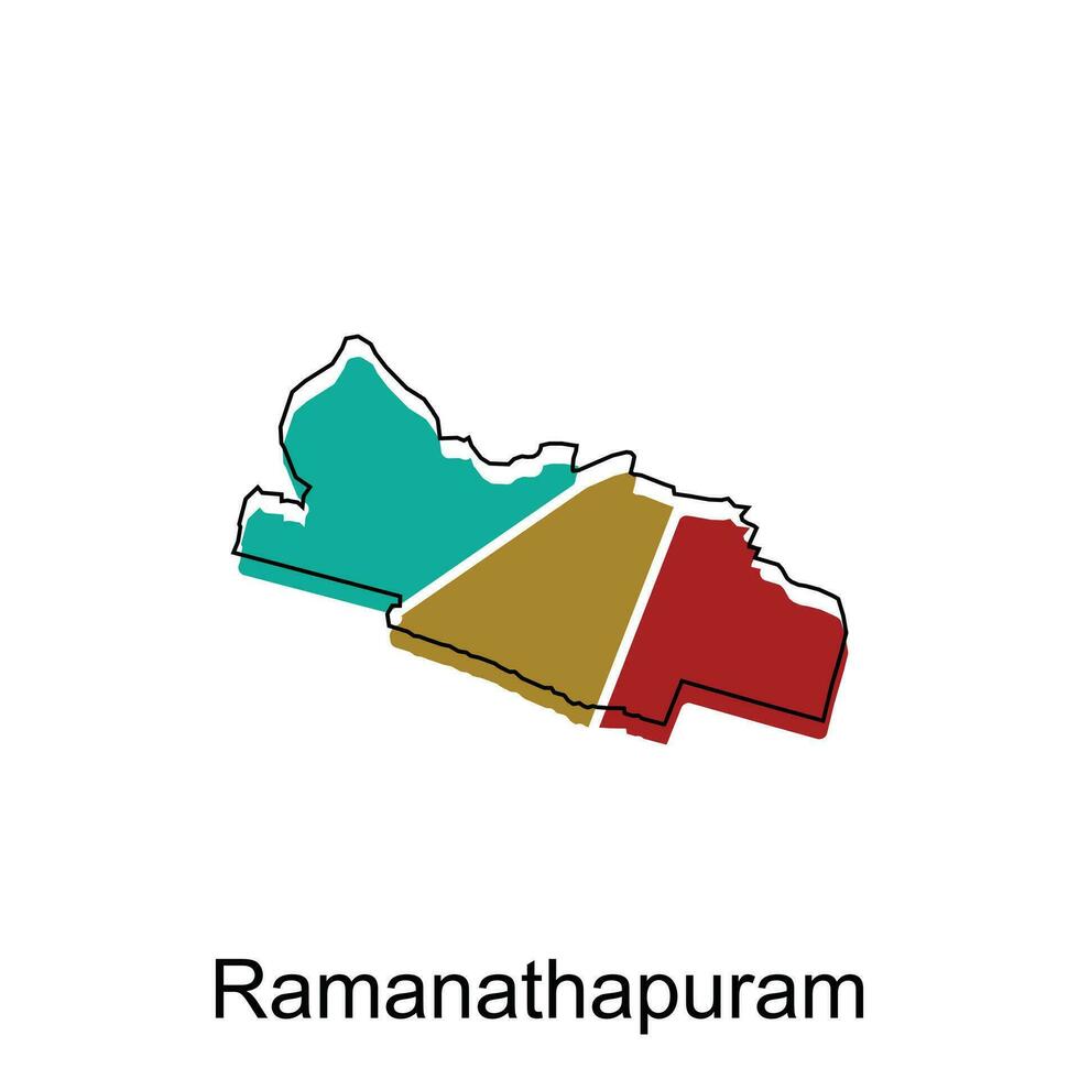 Karta av ramanathapuram stad modern översikt, hög detaljerad illustration vektor design mall