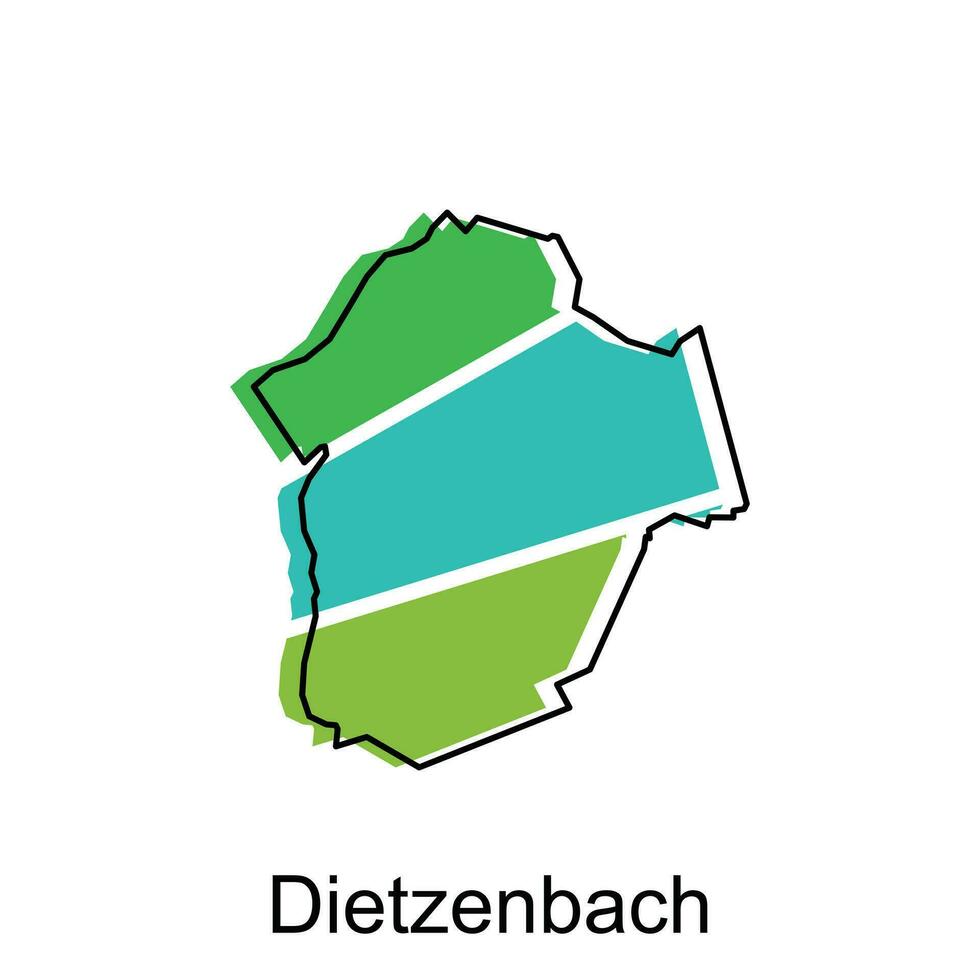 Karte von Dietzenbach bunt geometrisch Gliederung Design, Welt Karte Land Vektor Illustration Vorlage