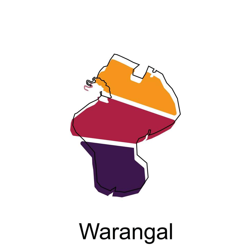 Karta av warangal färgrik geometrisk modern översikt, hög detaljerad vektor illustration vektor design mall, lämplig för din företag