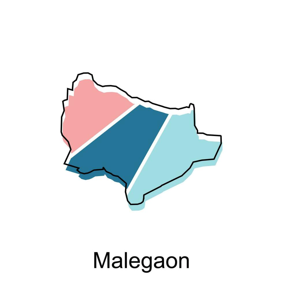 Karta av malegaon stad modern enkel geometrisk, illustration vektor design mall