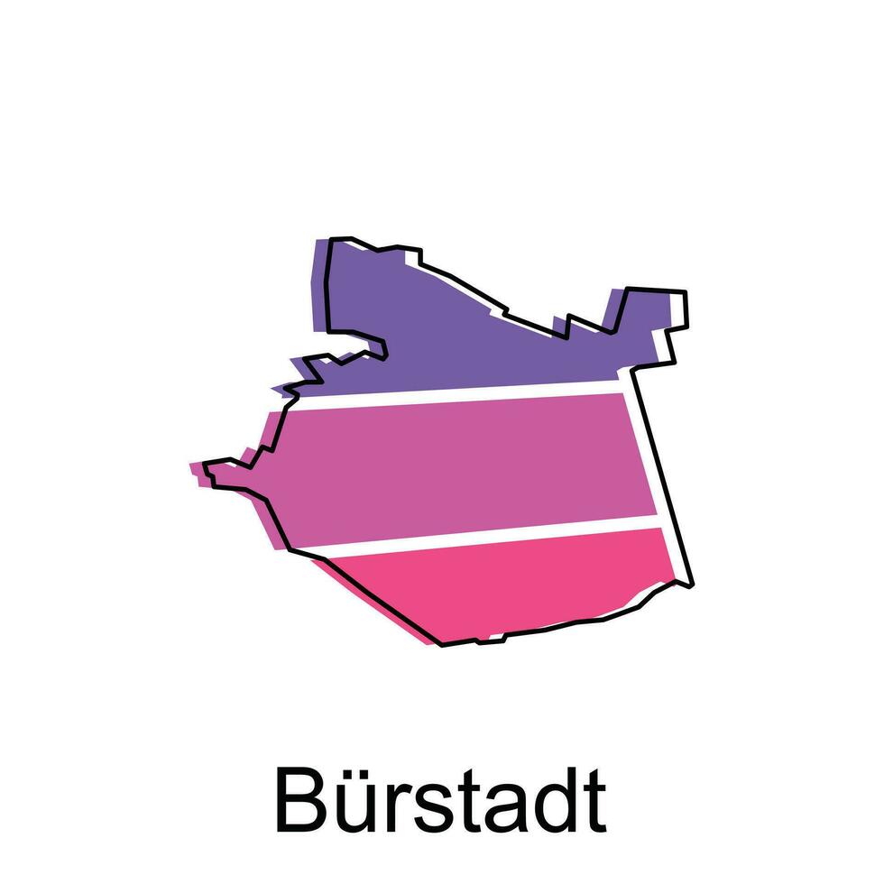 Karte von Burstadt bunt geometrisch Gliederung Design, Welt Karte Land Vektor Illustration Vorlage