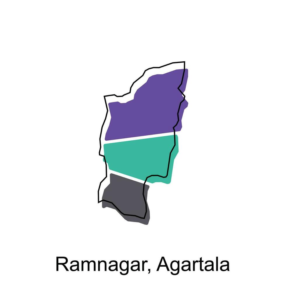 Karta av ramnagar, agartala stad modern översikt, hög detaljerad illustration vektor design mall