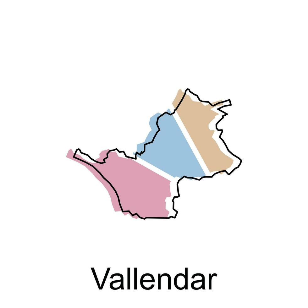 Karta av vallendar geometrisk vektor design mall, nationell gränser och Viktig städer illustration